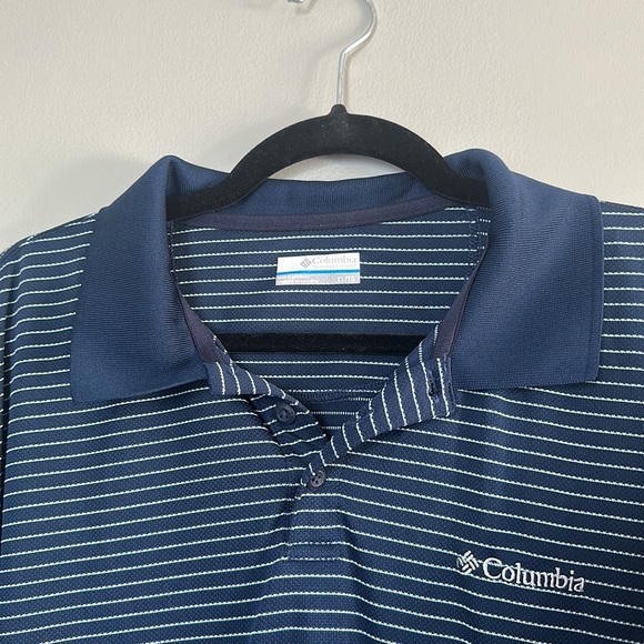 Columbia Navy/White Stripe Golf Shirt - Picture 3 of 4